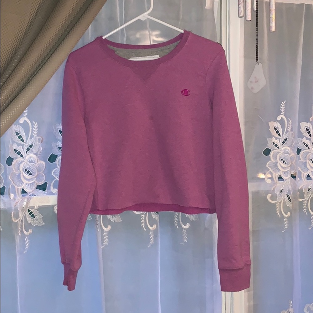 Purple champion cropped crew neck